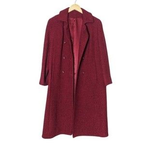 Vintage Red Boucle Double Breasted Long Coat Shagmoor M/L